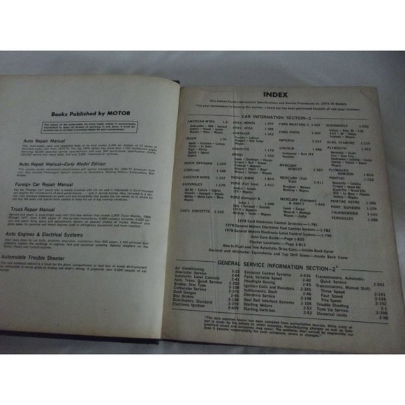 Motor Auto Repair Manual 1973-1978 Models book - Picture 9 of 12